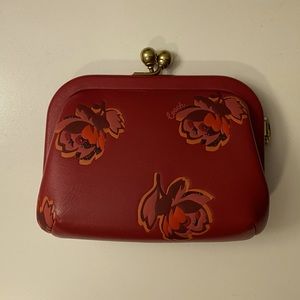 Coach Kisslock Coin Purse With Floral Print, Brass/Red Apple Floral Print 79629